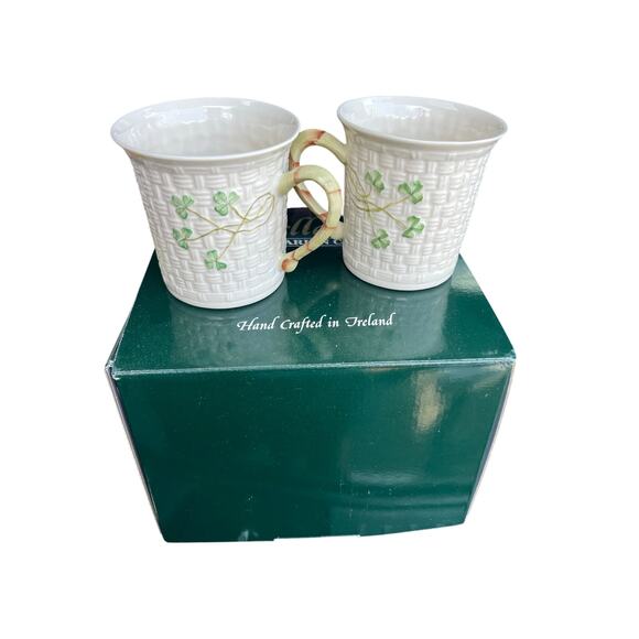Belleek Shamrock Mugs 0094- NIB - Picture 1 of 4